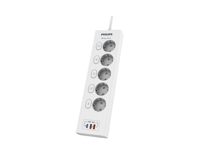 PHILIPS STOP KONTAK 5 SLOT PROTECT WHITE